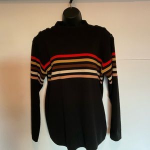Adolfo sweater, multicolored stripes. Large